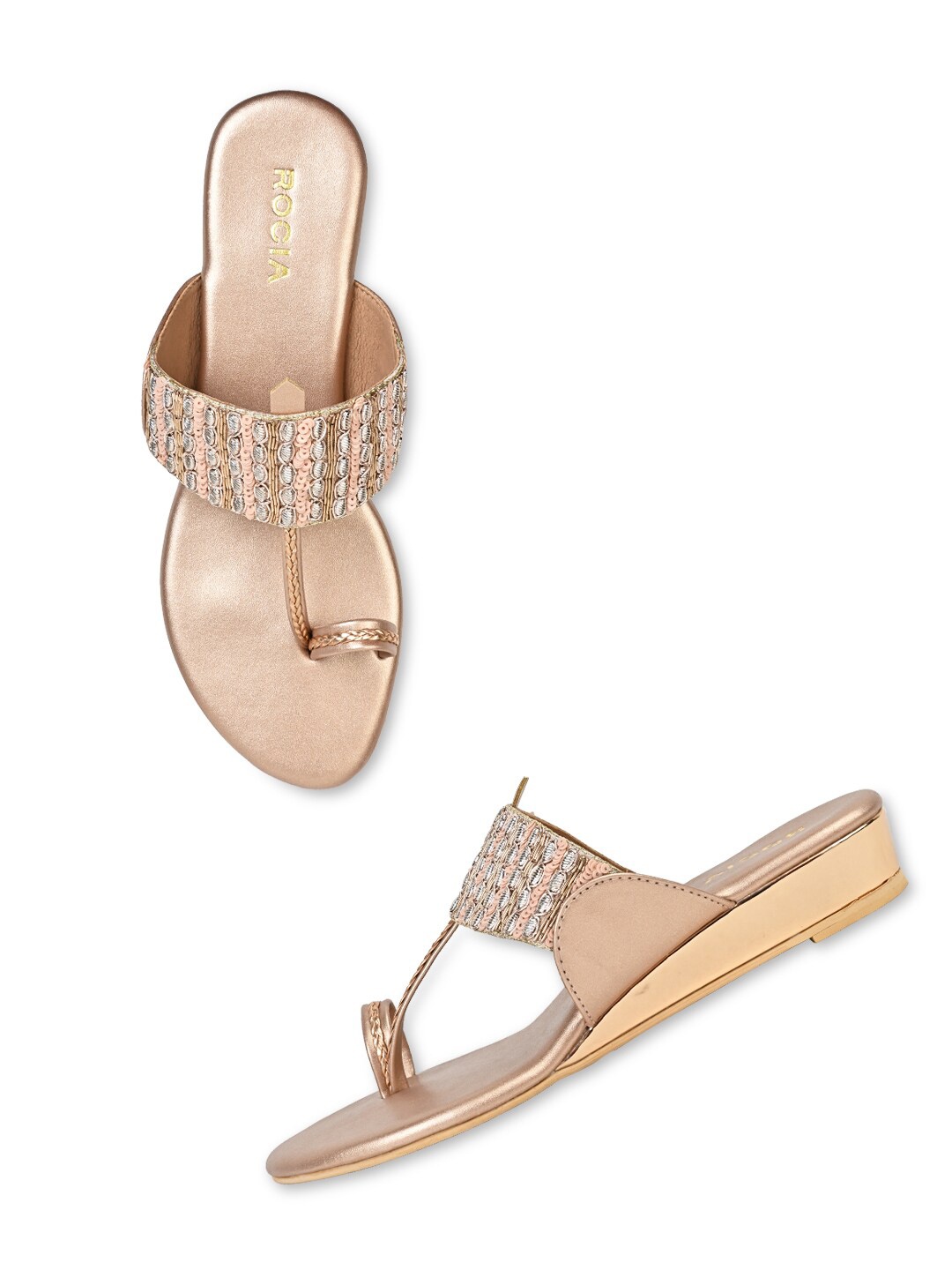 

Rocia Ethnic Embroidered One Toe Wedges, Pink