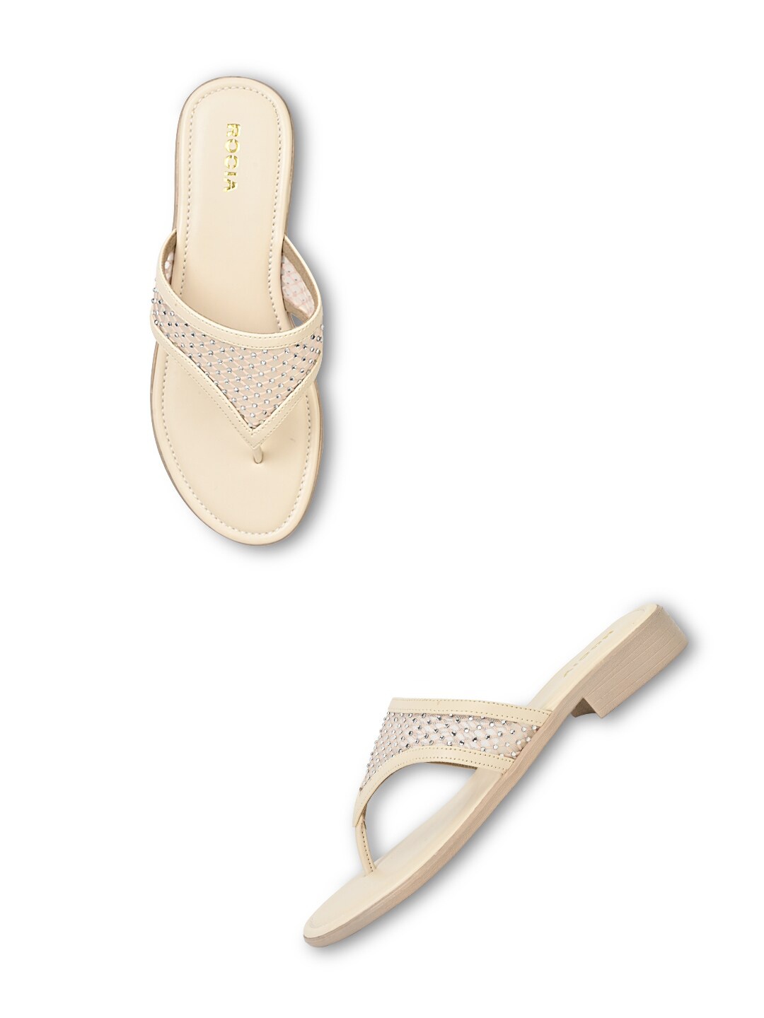 

Rocia Embellished T-Strap Flats, Beige
