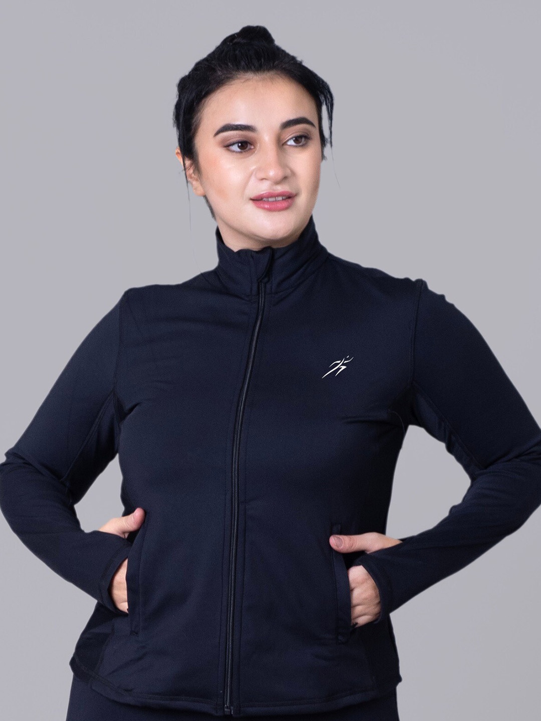 

Keepfit Mock-Collar Mid-Rise Tracksuit, Black