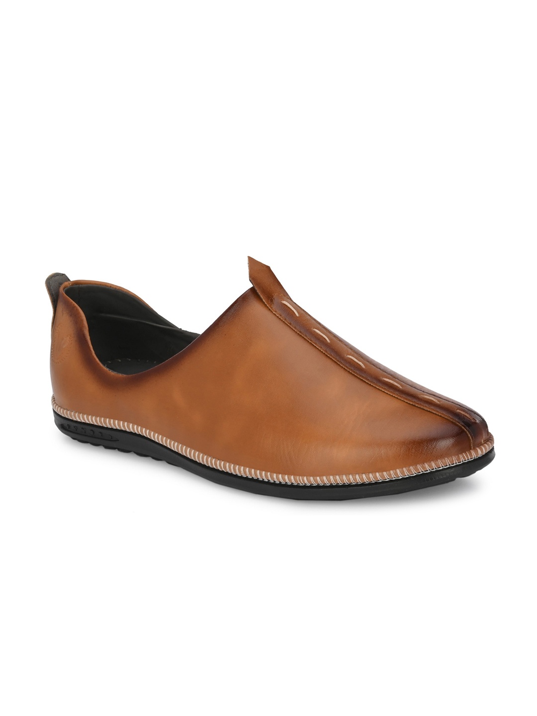 

Vellinto Men MATRIX Stitch Detail Lightweight Slip-On Mojaris, Tan