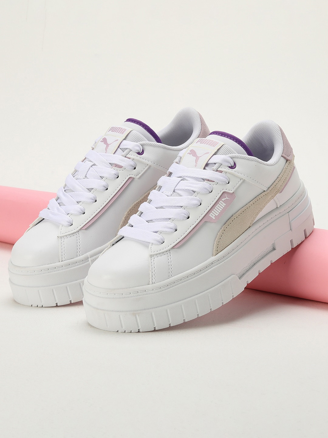 

Puma Women Mayze Crashed Lace Up Sneakers, White