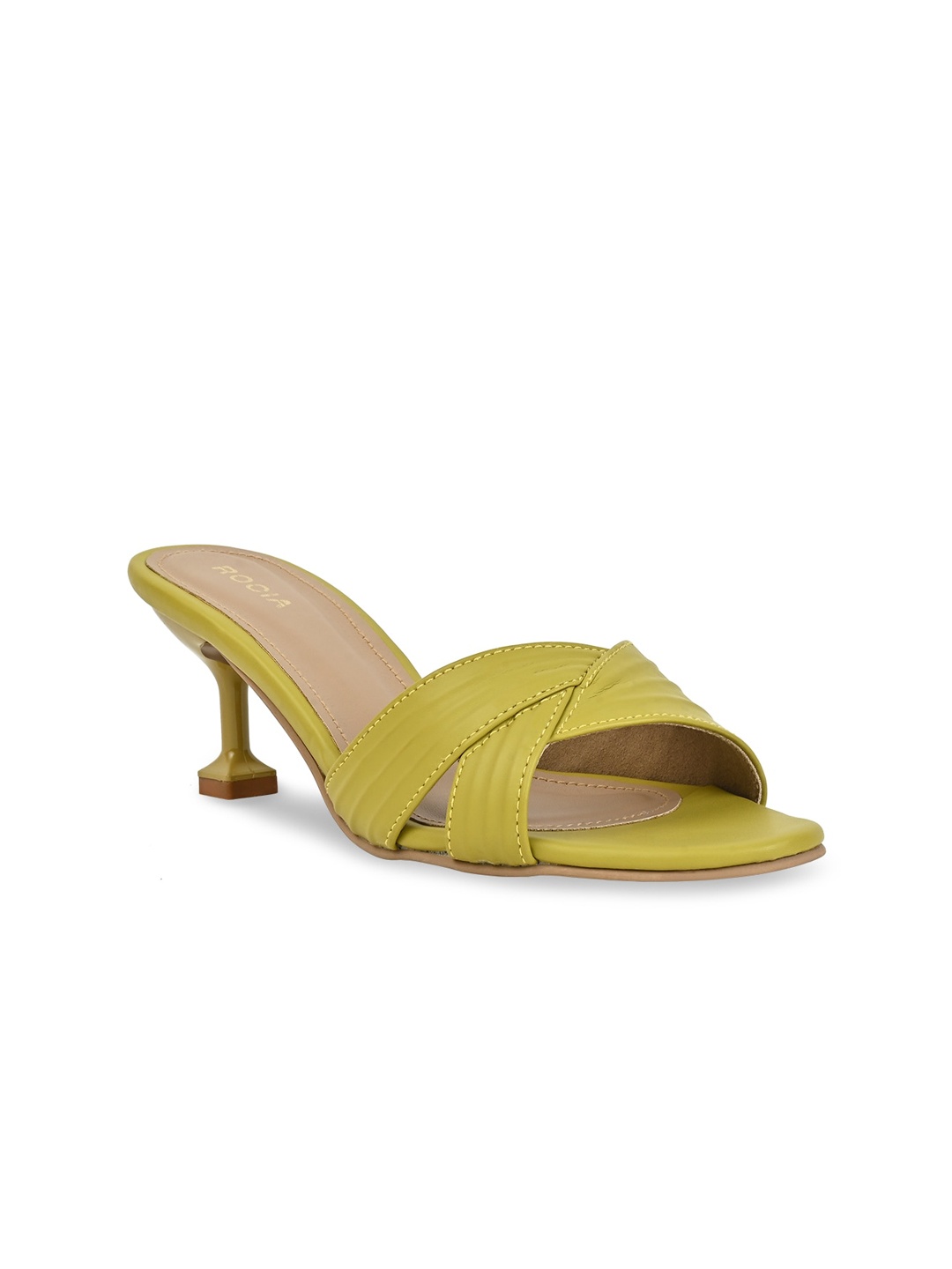 

Rocia Textured Open Toe Slim Heels, Green