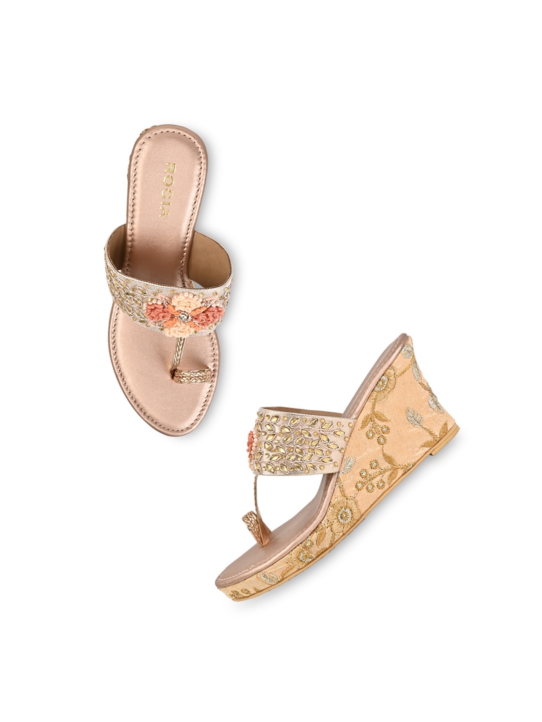 

Rocia Embellished One Toe Wedge Heels, Rose gold