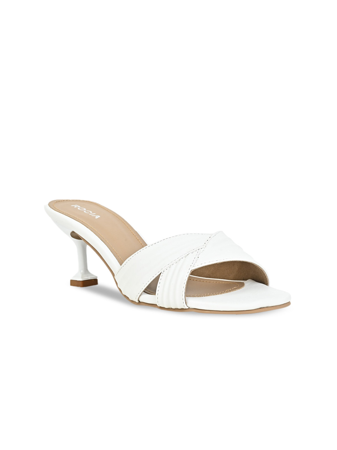 

Rocia Textured Open Toe Slim Heels, White