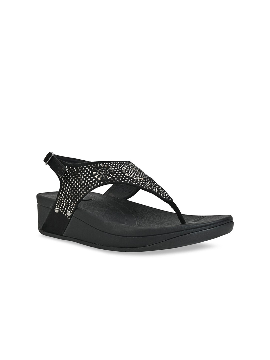 

Rocia Ethnic Embellished Wedge Heels, Black