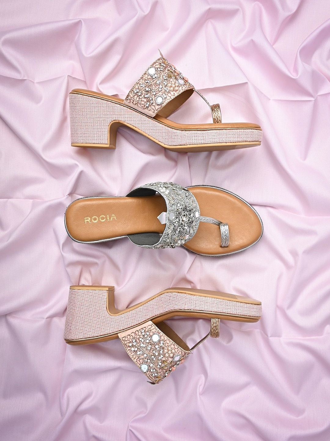 

Rocia Embellished One Toe Platform Heels, Rose gold