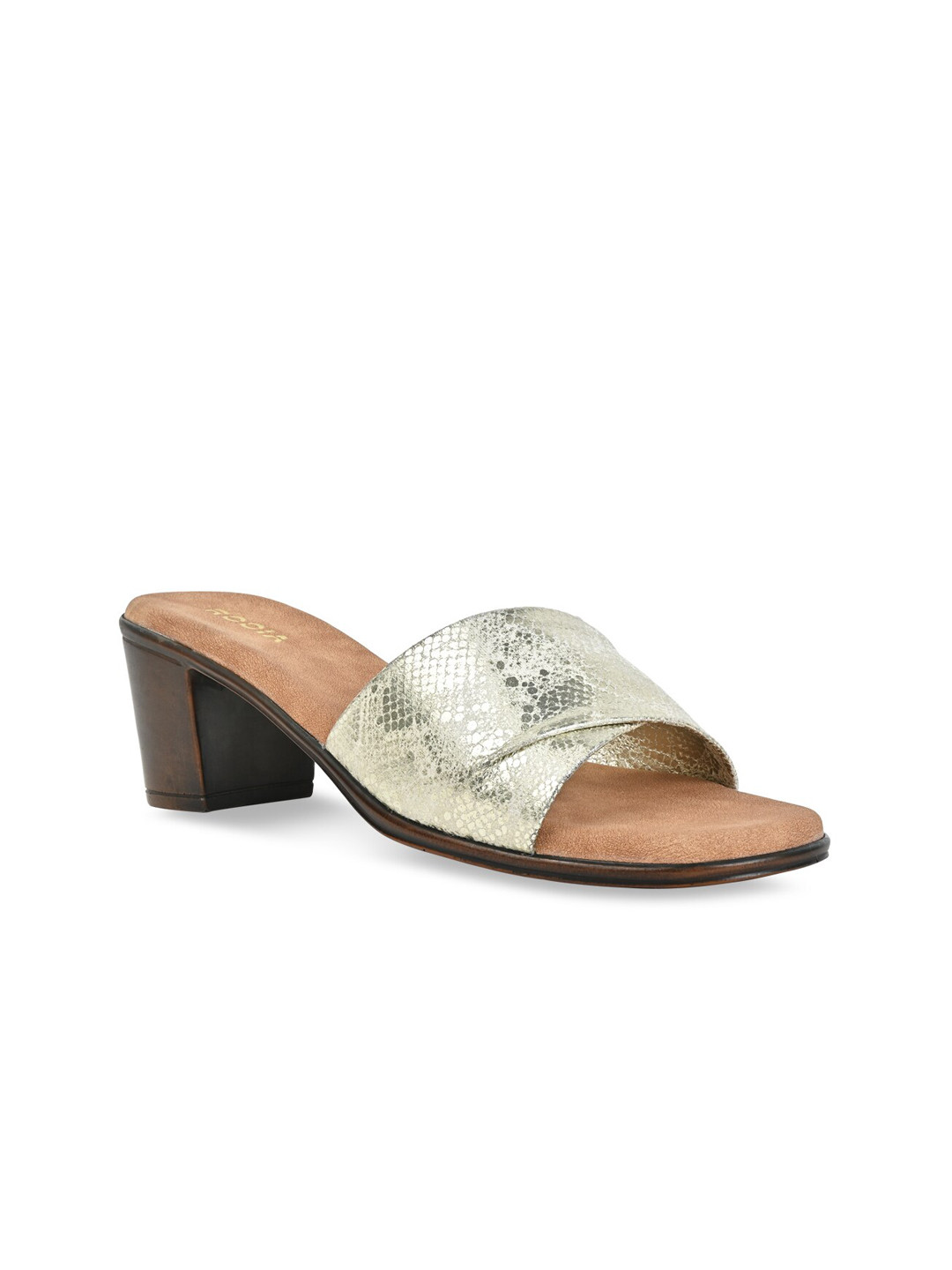 

Rocia Animal Printed Open Toe Block Heels, Gold