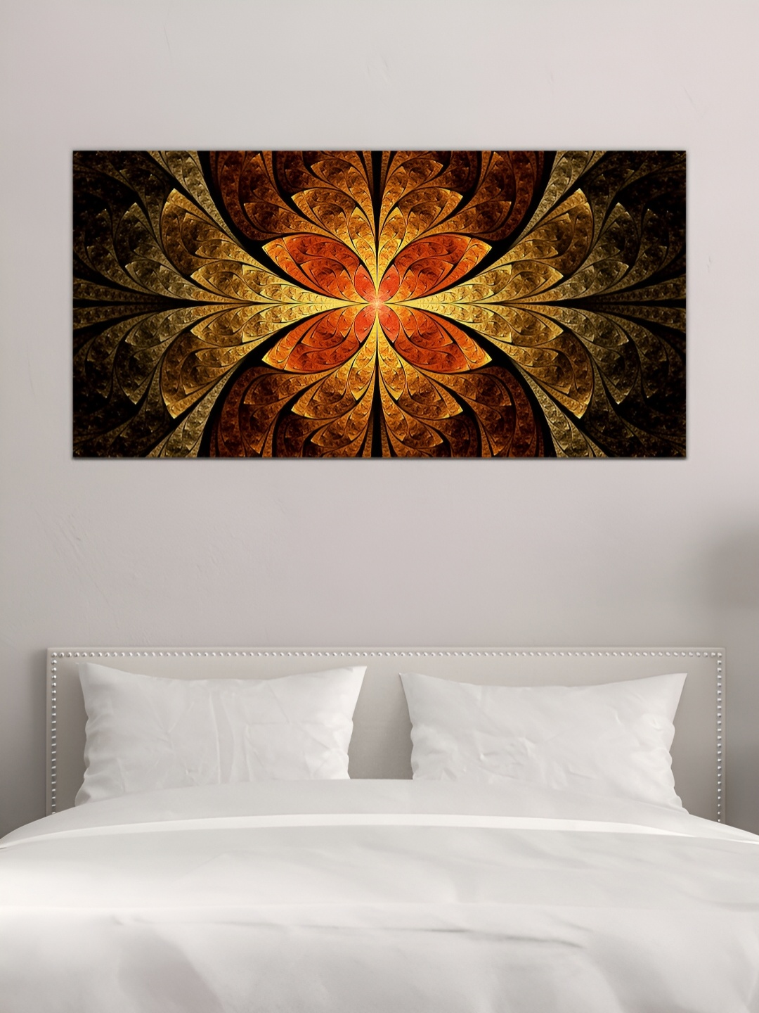 

MITHILA Handicrafts Gold-Toned & Brown Abstract Canvas Paintings Wall Art