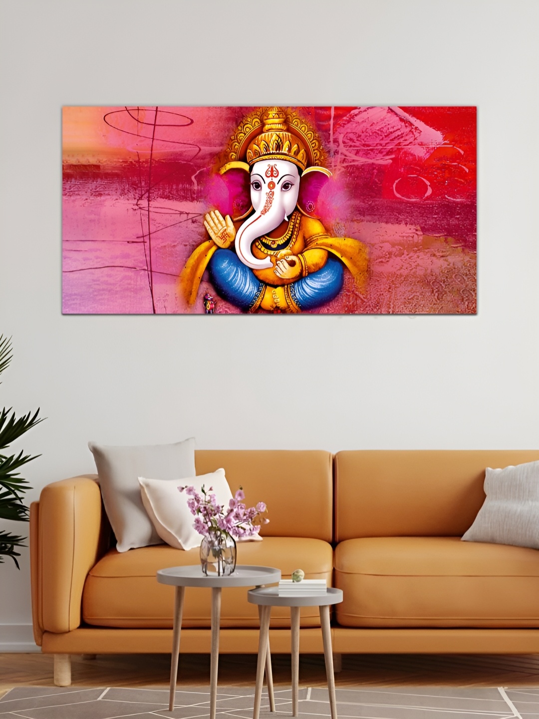 

MITHILA Handicrafts Pink & Yellow 1 Piece Lord Ganesh Ji Wall Art