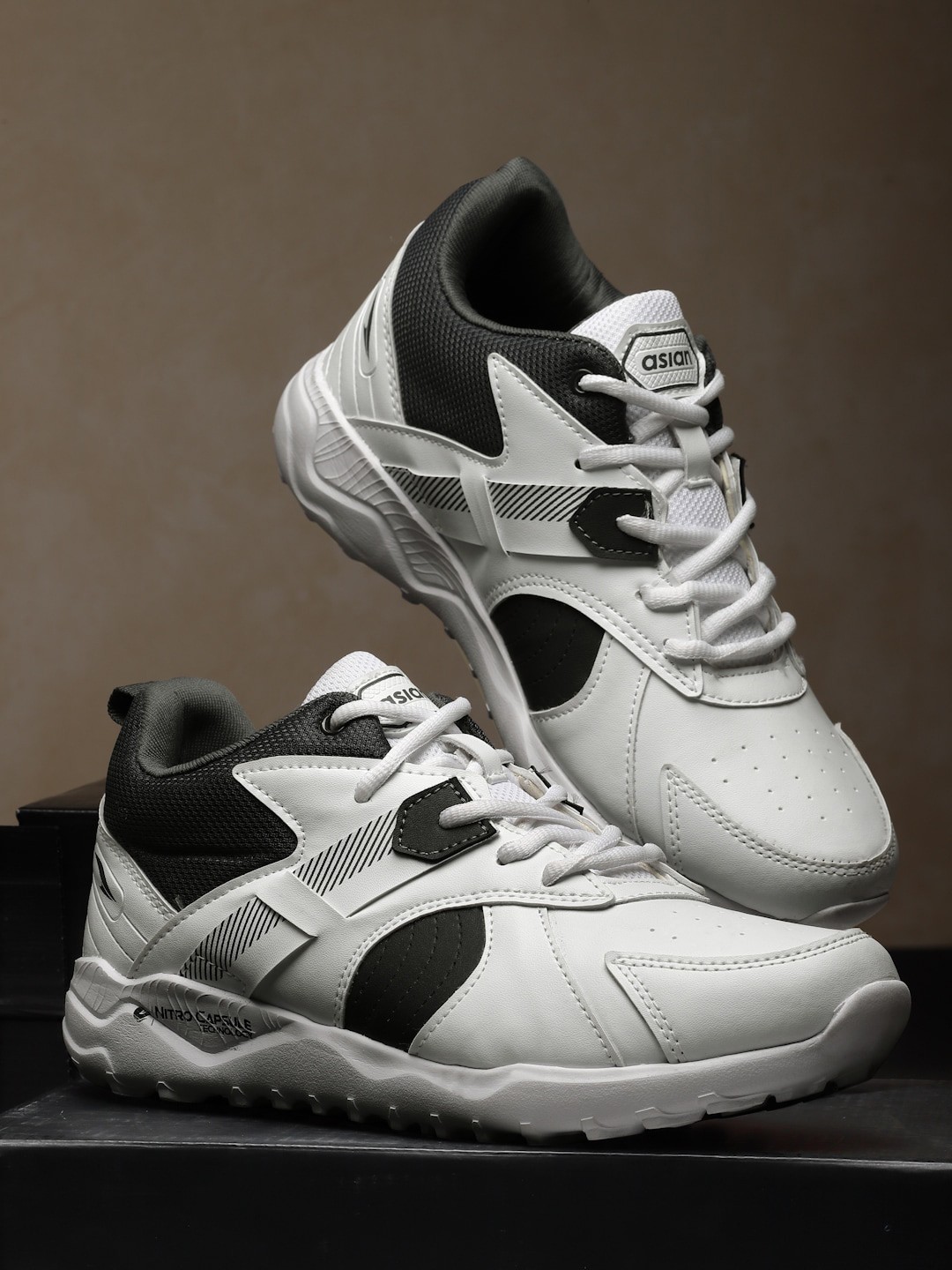

ASIAN Men Platinum-01Colourblocked Mesh Lace-Up Sneakers, White
