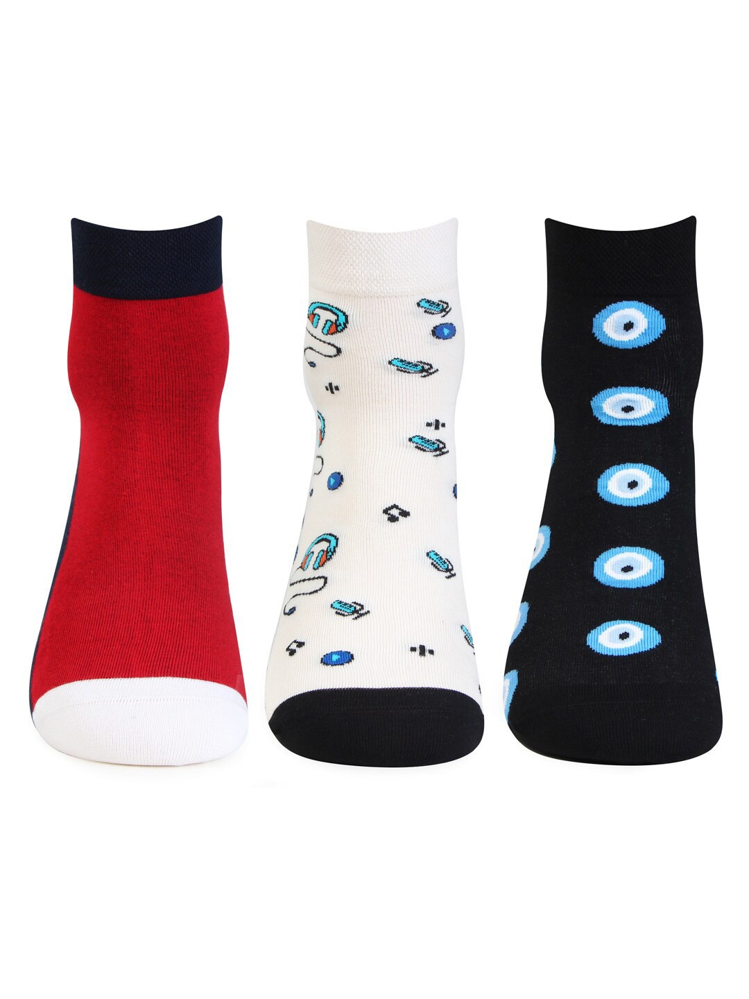 

Bonjour Men Pack Of 3 Cotton Ankle-Length Socks, Red