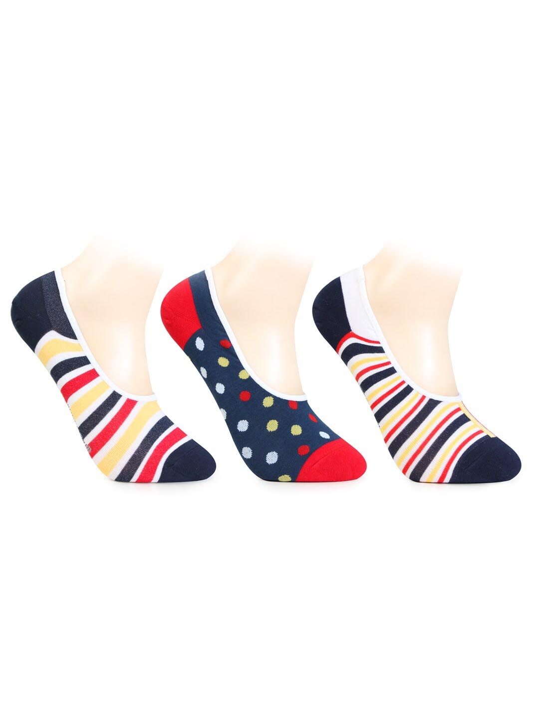 

Bonjour Men Pack Of 3 Patterned Cotton Shoe Liner Socks, Black
