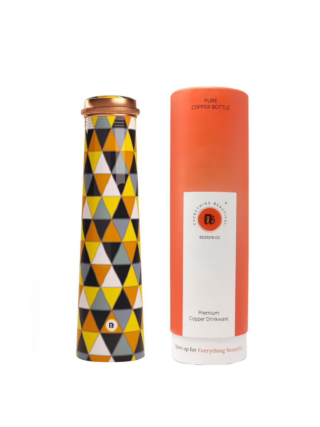 

EB-Everything Beautiful Black & Yellow Copper Printed Geometric Water Bottle 750 ml