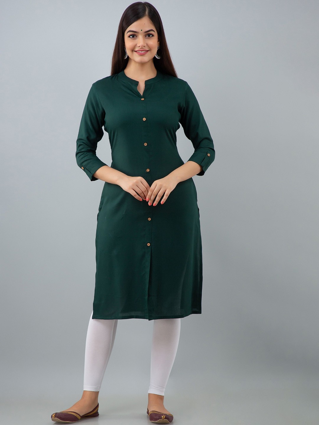 

BAESD Mandarin Collar Straight Kurta, Green