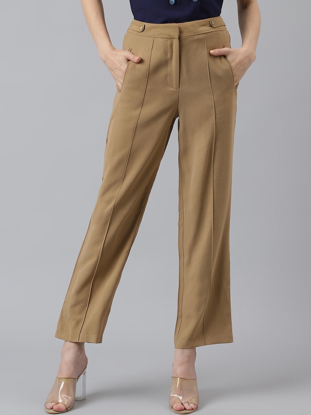

Latin Quarters Women Original Mid-Rise Cropped Trousers, Beige