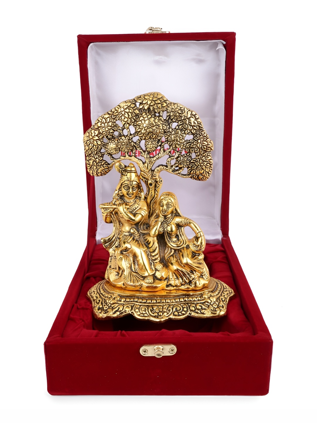 

INTERNATIONAL GIFT Gold Toned Radha Krishna Idol With Velvet Box