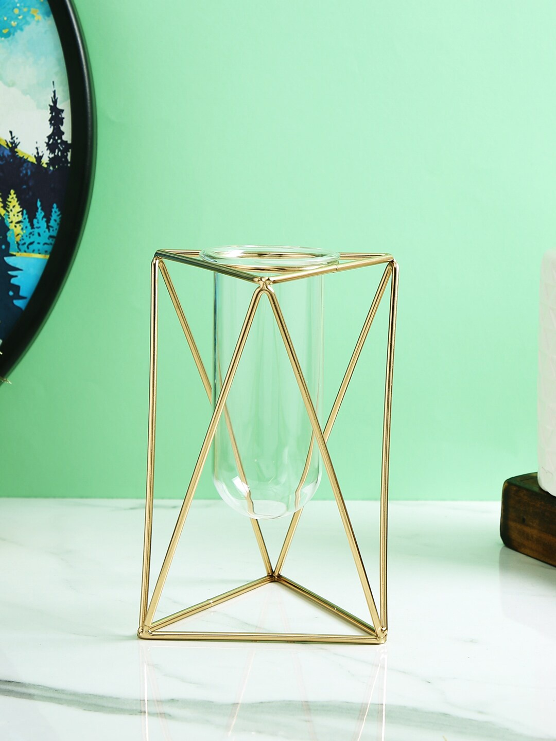 

TAYHAA Golden Prism Metal Candle Holder, Gold