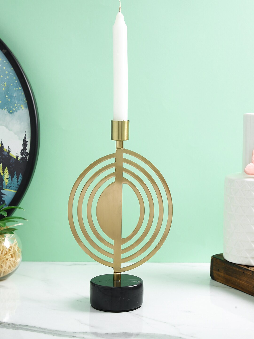 

TAYHAA Golden Metal Spiral Candle Holder, Gold