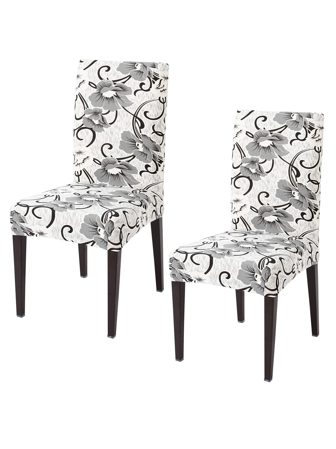 

HOKIPO 2 Pieces Grey Floral Printed Stretchable Chair Covers