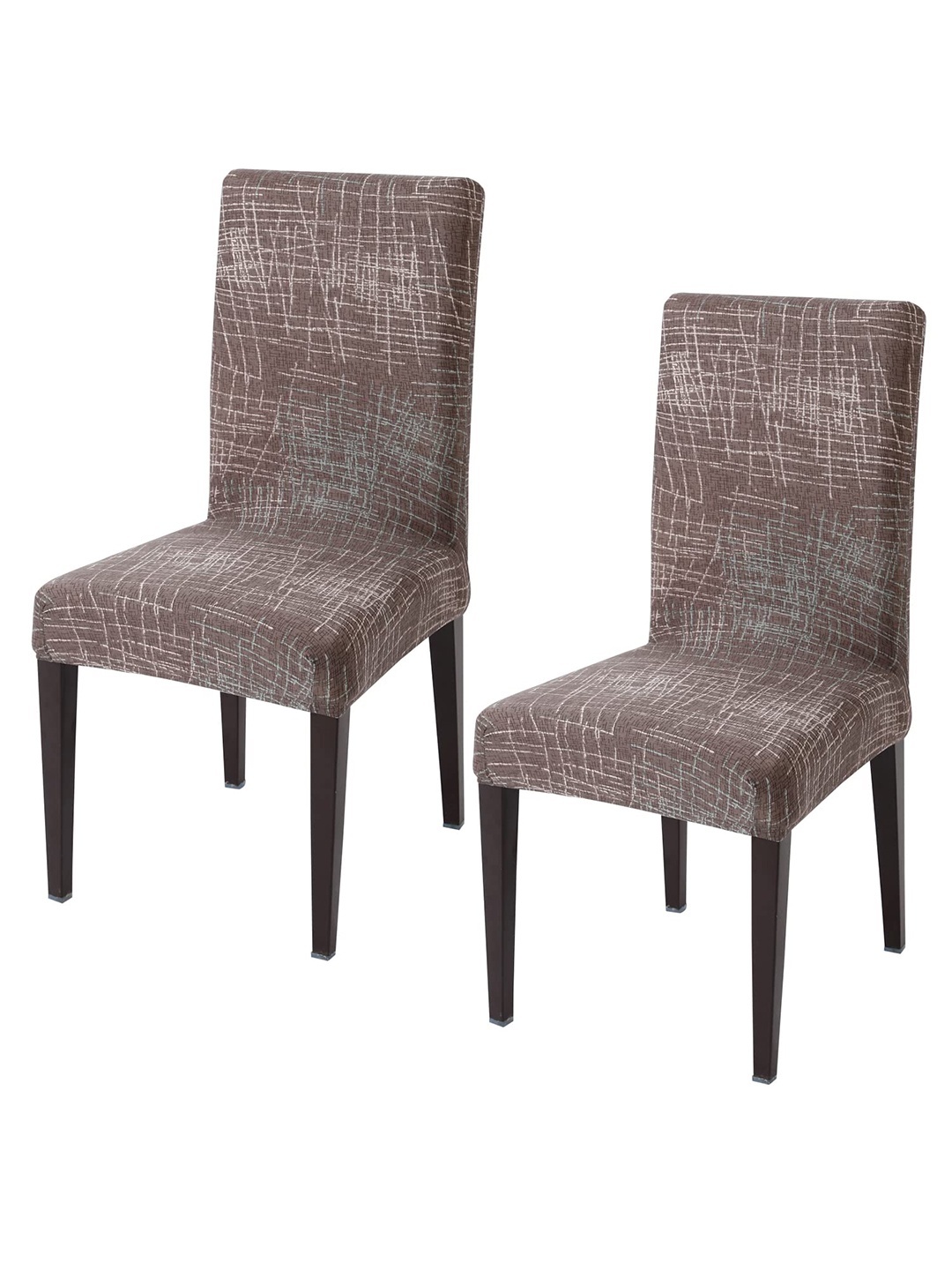 

HOKIPO Brown 2 Pieces Printed Stretchable Chair Cover