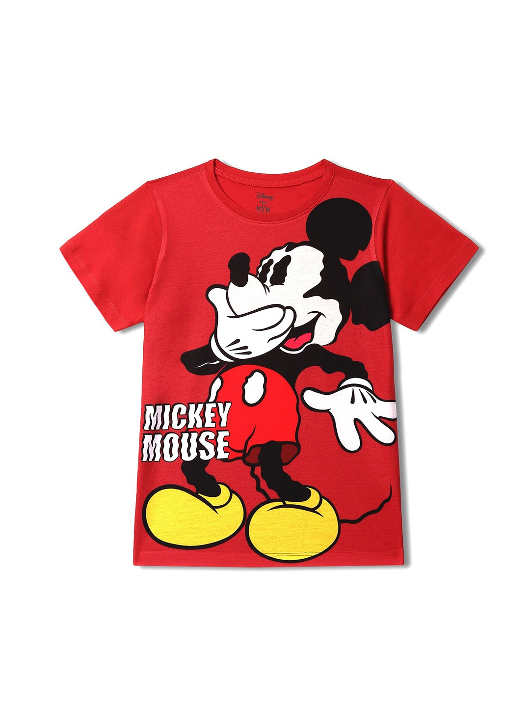 

Wear Your Mind Boys Mickey Mouse Graphic Printed Cotton T-shirt, Red