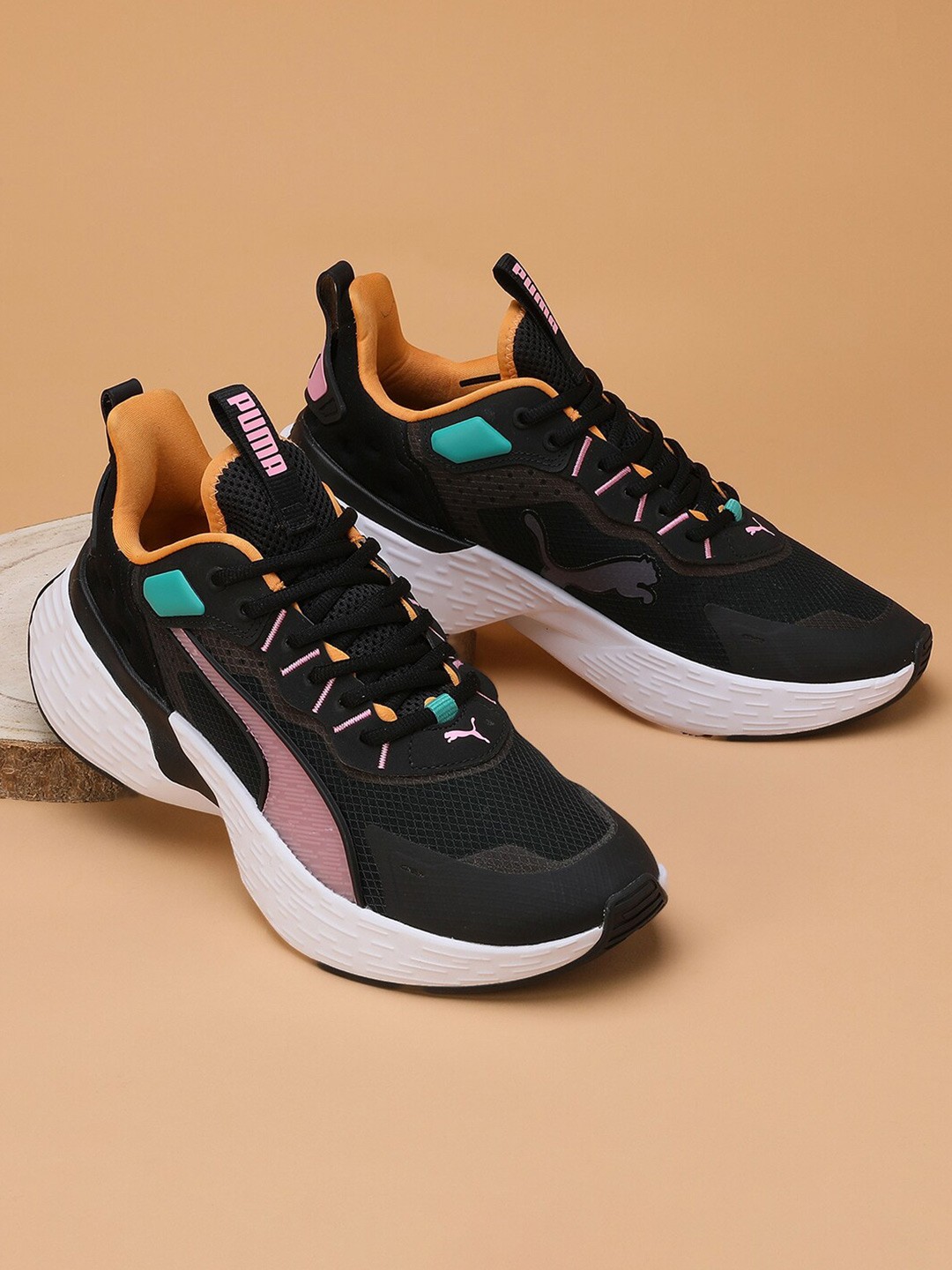 

Puma Unisex Softride Sway Colourblocked Running Shoes, Black