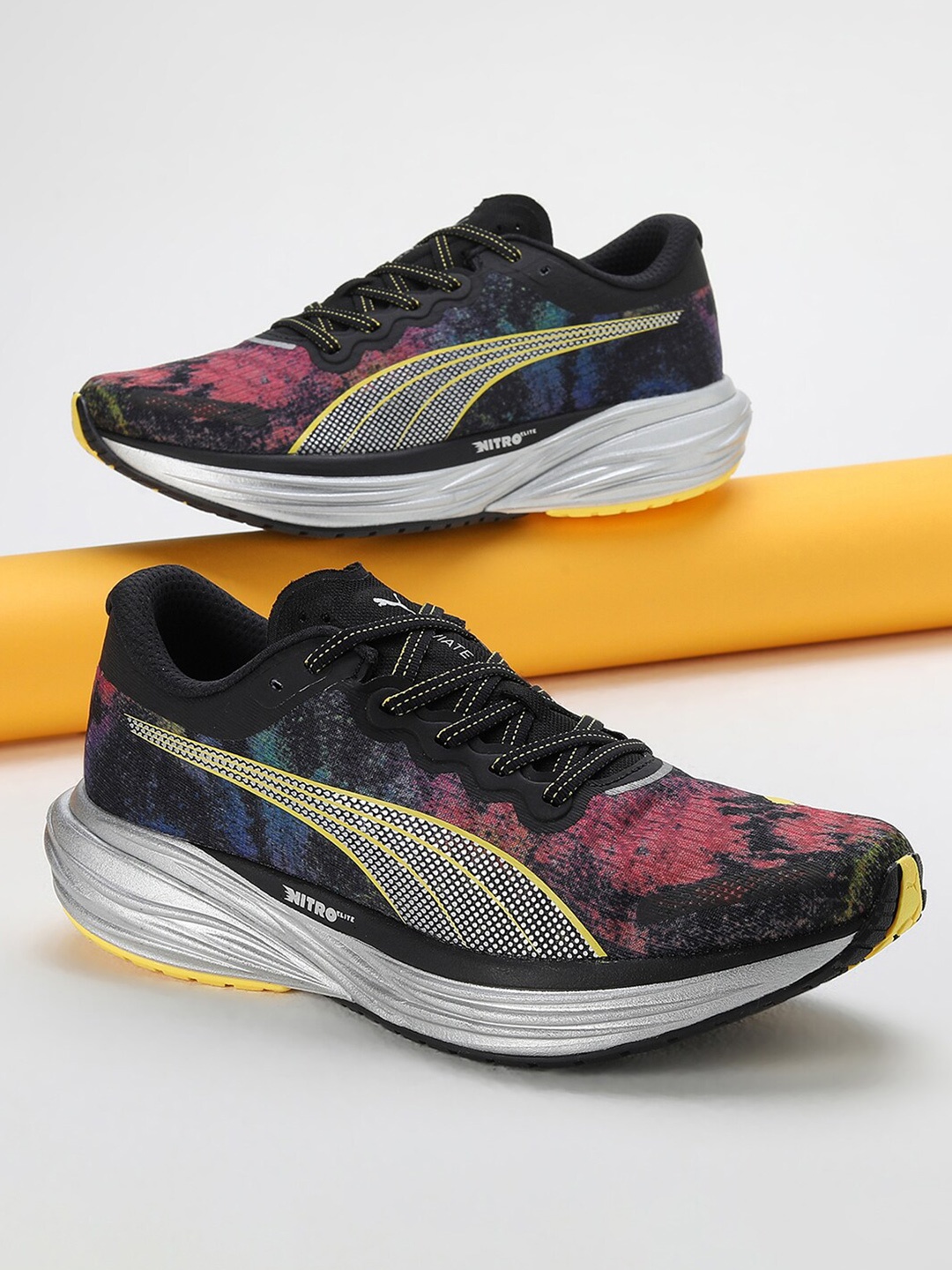 

Puma Men Deviate NITRO 2 Marathon Series Printed Running Shoes, Black