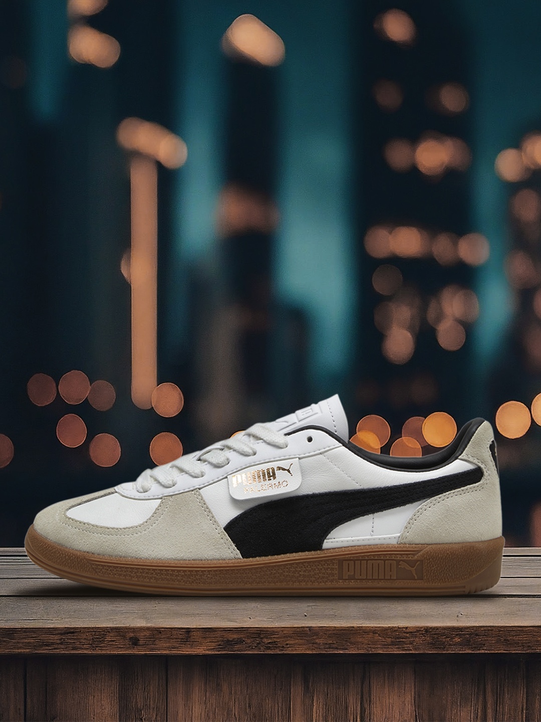 

Puma Unisex Palermo Lth Patterned Leather Sneaker, White