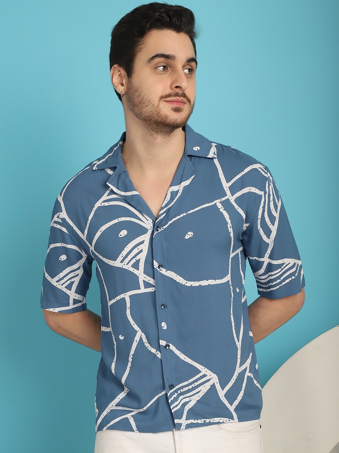 

Vanguard Original Abstract Printed Casual Shirt, Blue