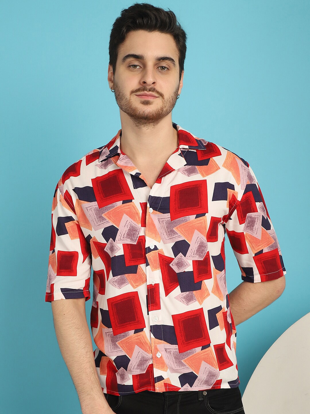 

Vanguard Relaxed Geometric Printed Casual Shirt, White