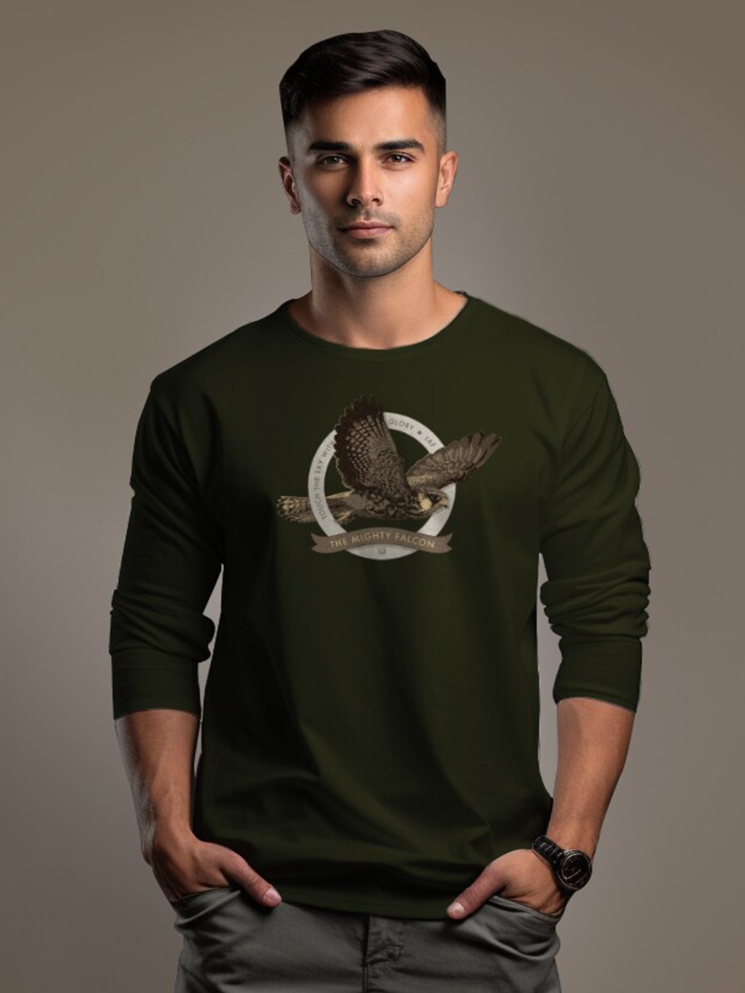 

Aero Armour Graphic Printed Pure Cotton T-shirt, Olive