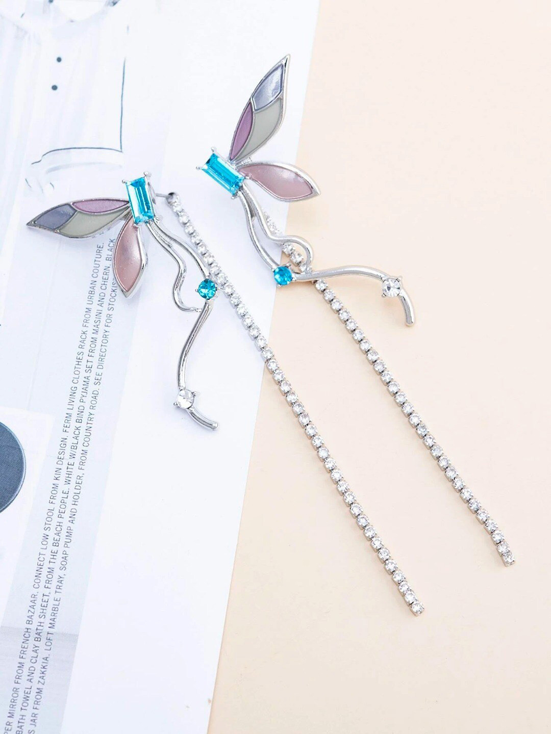 

VAGHBHATT Contemporary Butterfly Wings Drop Earrings, Silver