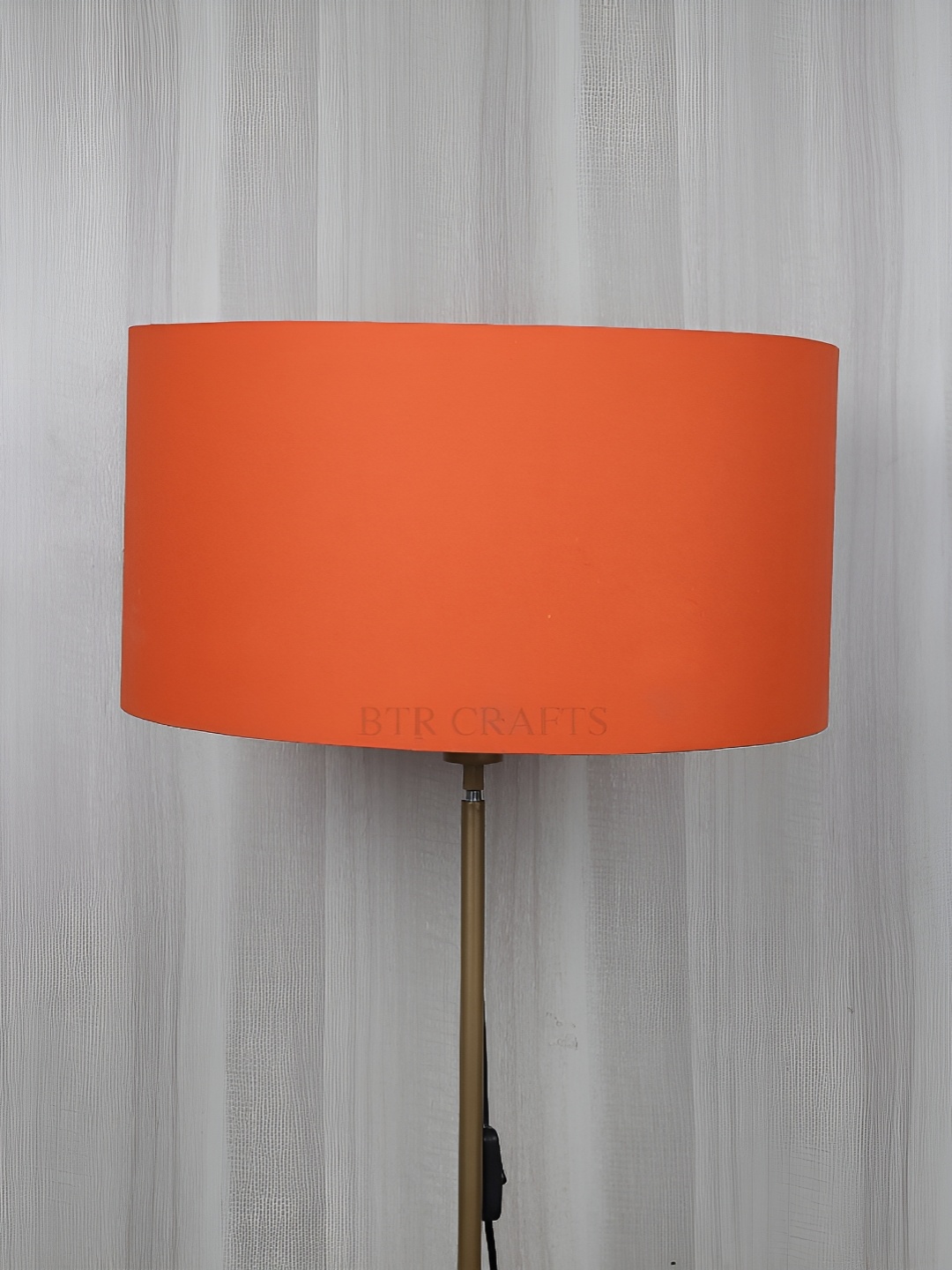 

BTR CRAFTS Orange Textured Drum Floor Lamp