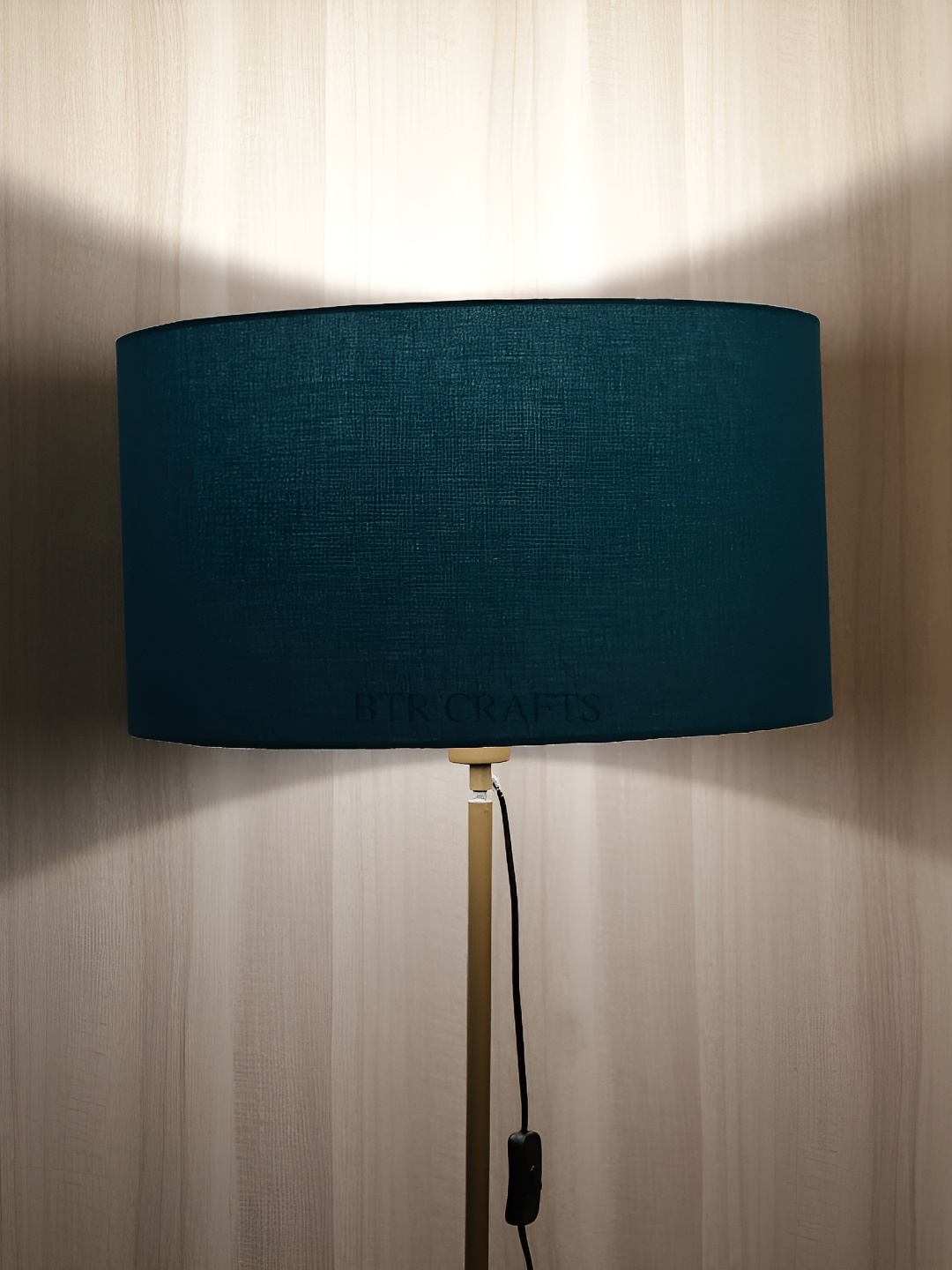 

BTR CRAFTS Teal Green Textured Drum Floor Lamp