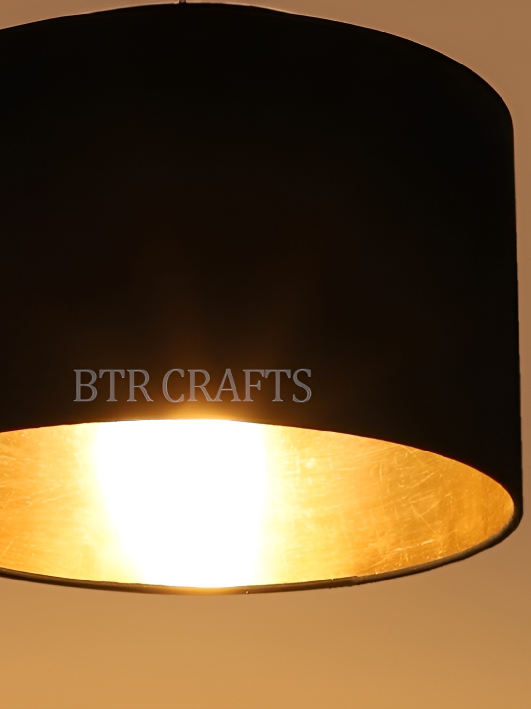

BTR CRAFTS Black & Gold Toned Textured Cotton Lamp Shade