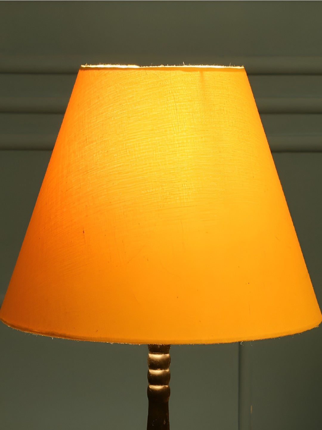 

BTR CRAFTS Yellow Cotton Traditional Conical Shaped Table Lamp