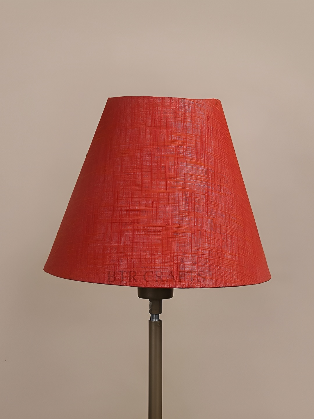

BTR CRAFTS Red Cotton Textured Traditional Conical Shaped Table Lamp