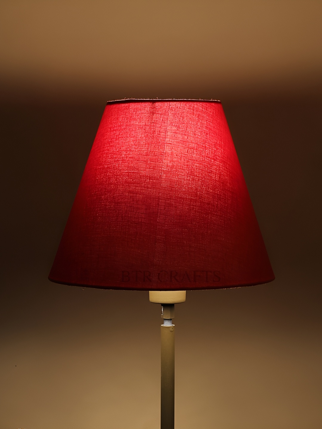 

BTR CRAFTS Red Cotton Traditional Bell Shaped Table Lamp