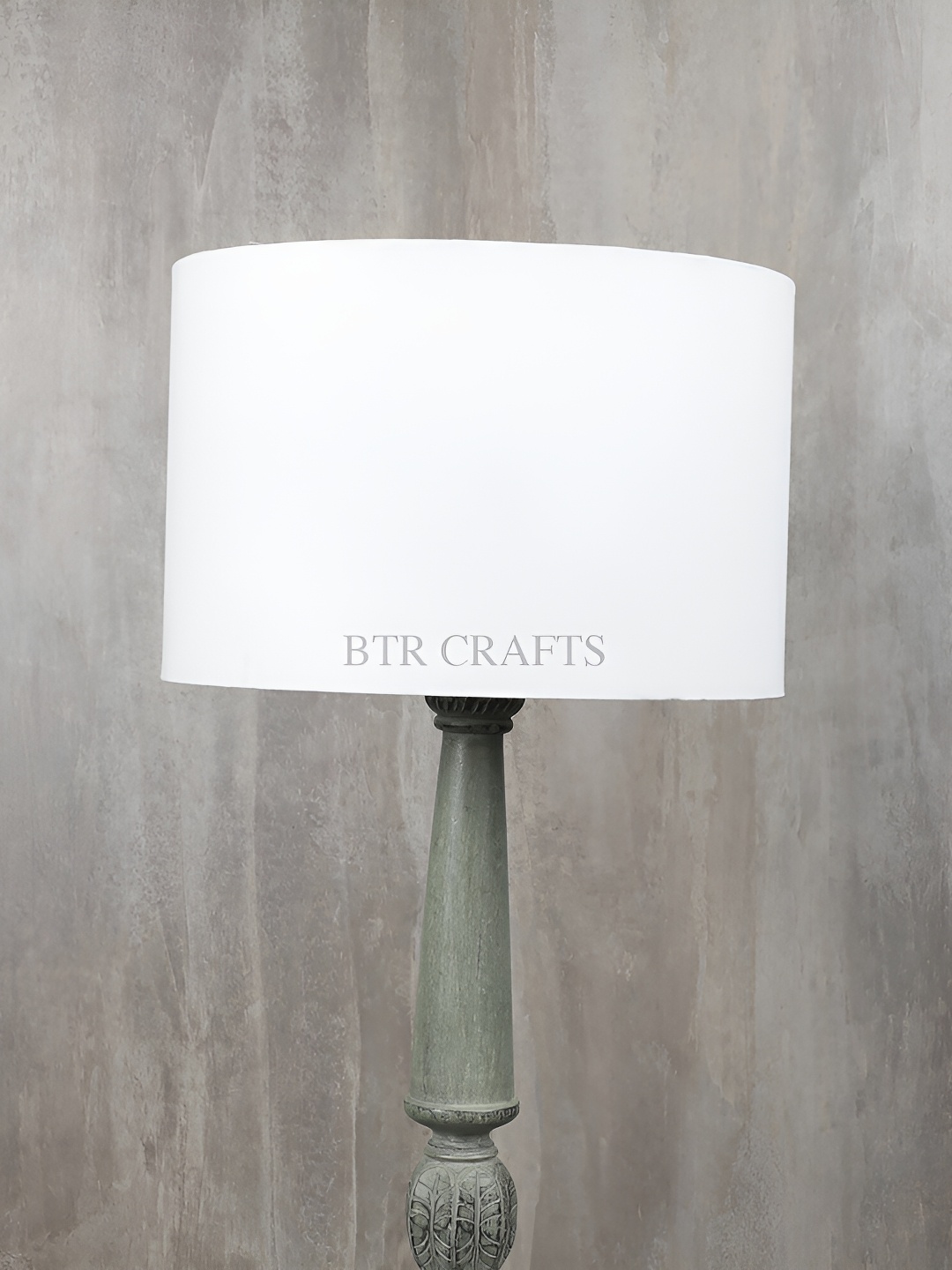 

BTR CRAFTS White Cotton Traditional Cylinder Table Lamp