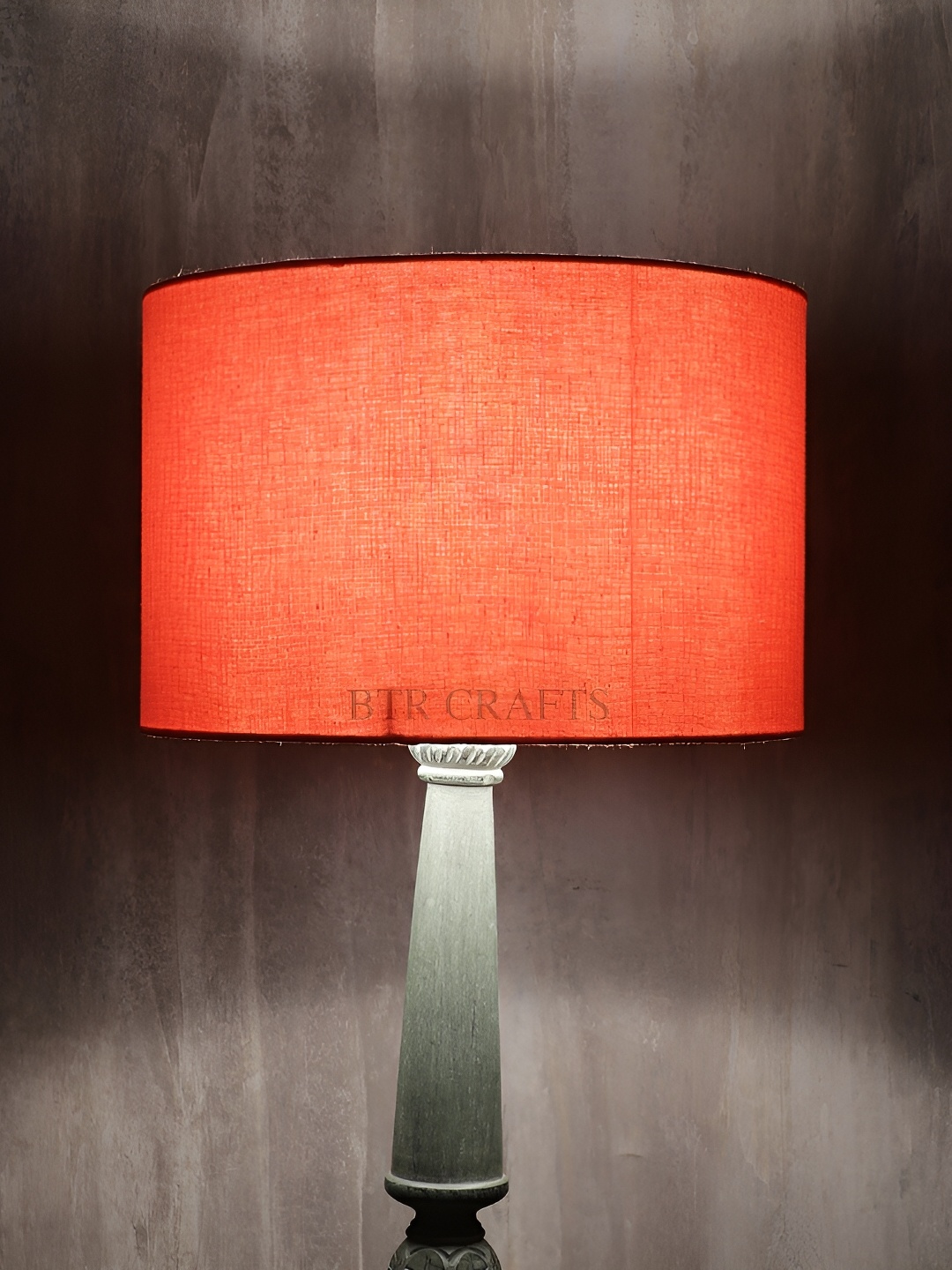 

BTR CRAFTS Orange Cotton Traditional Cylinder Table Lamp