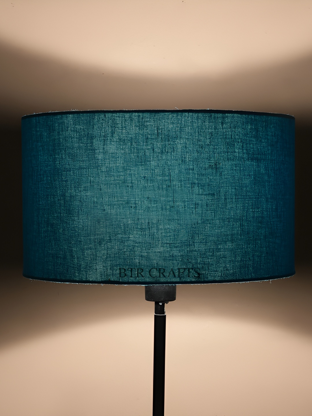 

BTR CRAFTS Green Textured Drum Floor Lamp