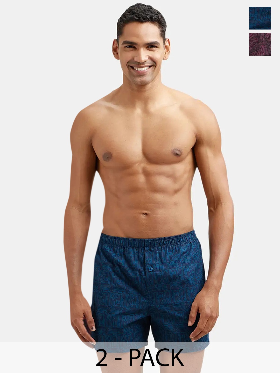 

Jockey Pack Of 2 Super Combed Mercerized Cotton Checkered Inner Boxers-8222, Purple
