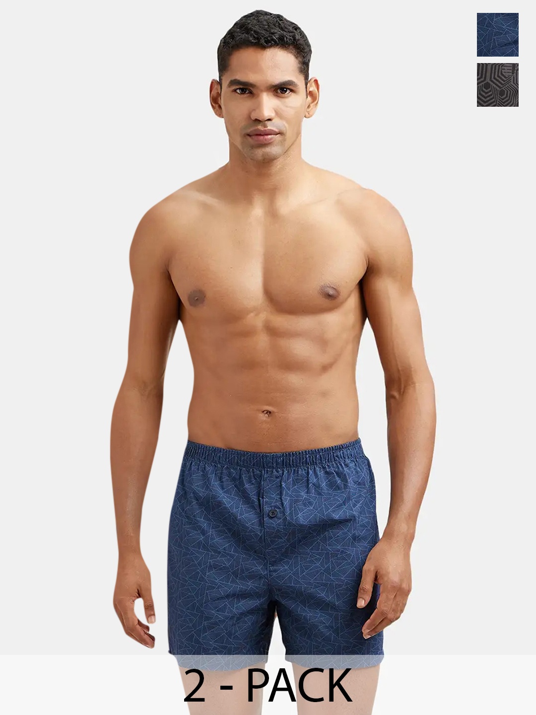 

Jockey Pack Of 2 Super Combed Mercerized Cotton Checkered Inner Boxers-8222, Navy blue
