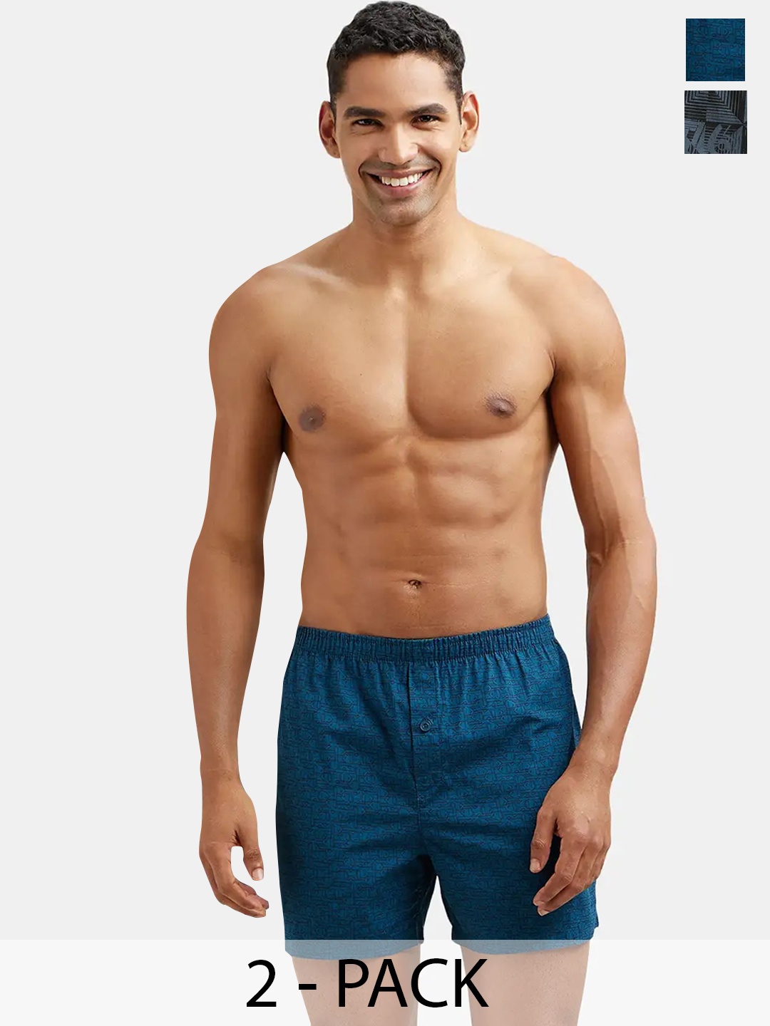 

Jockey Pack Of 2 Super Combed Mercerized Cotton Checkered Inner Boxers-8222, Blue
