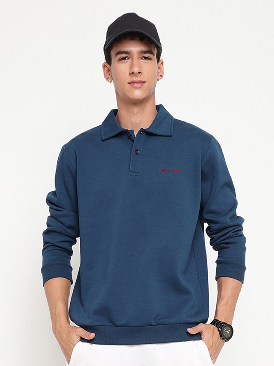 

EDRIO Full Sleeves Fleece Polo T-shirt, Teal