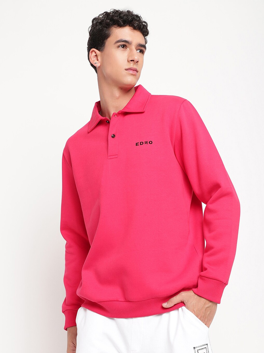 

EDRIO Full Sleeves Fleece Polo T-shirt, Magenta