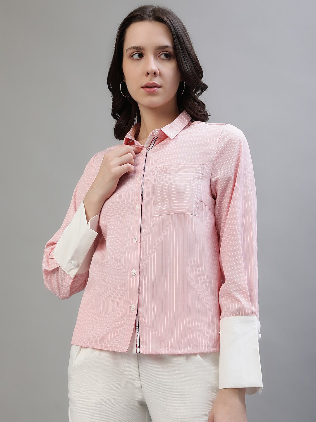 

Iconic Vertical Stripes Casual Shirt, Pink