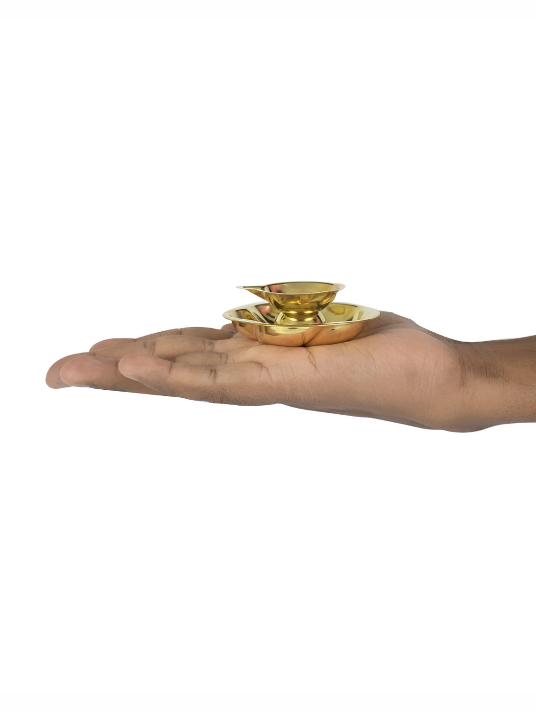 

Spillbox Gold-Toned Brass Lotus Diya Round Pooja Essential