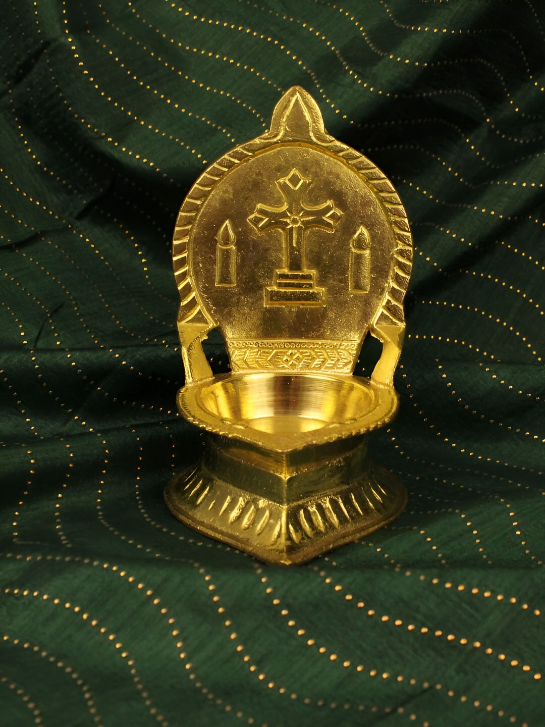 

Spillbox Gold-Toned Brass Cross Diya Pooja Essential