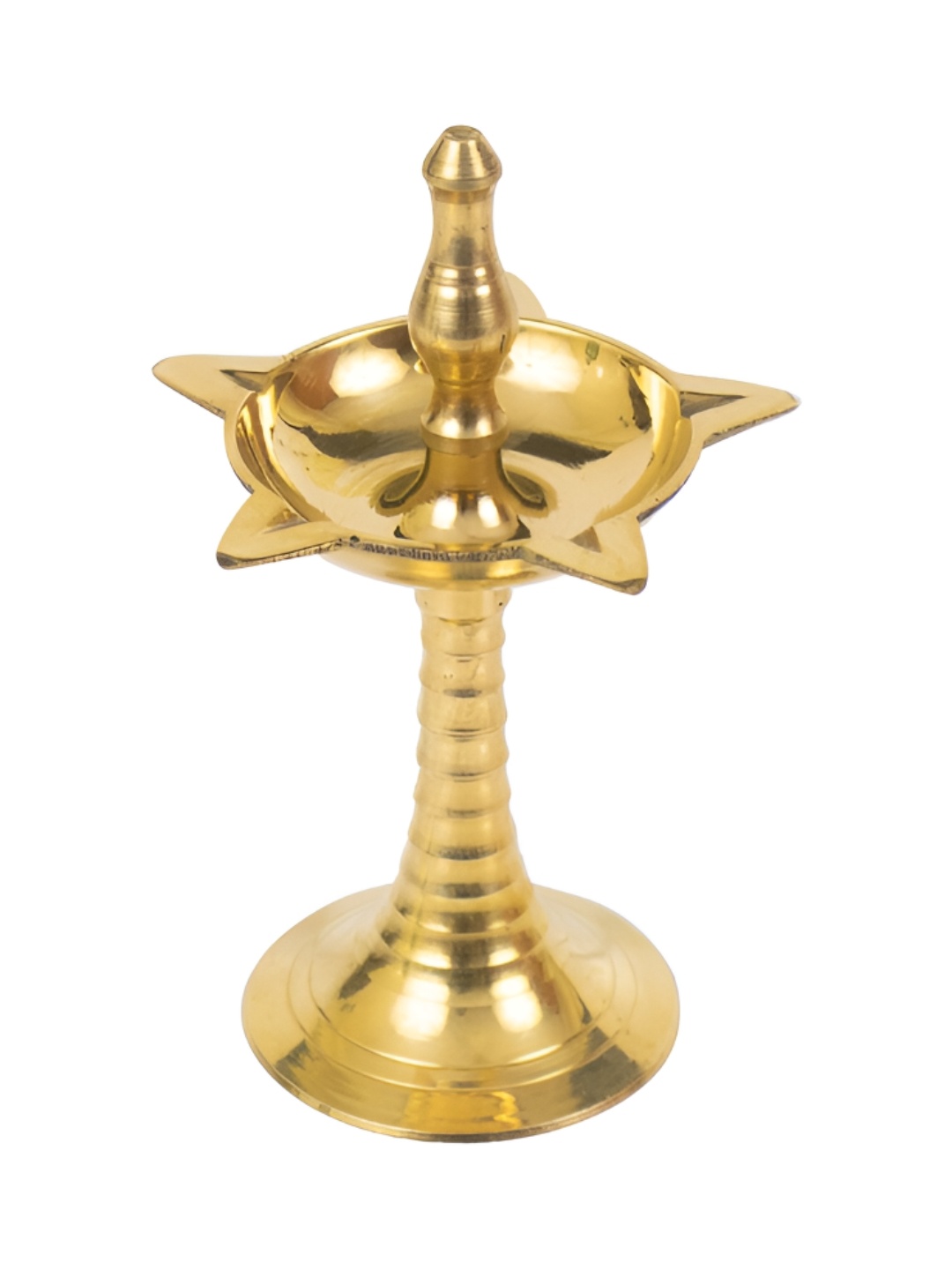 

Spillbox Gold Toned Brass Textured Small Kuthu Vilakku Diya